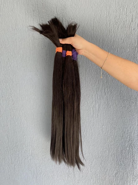 Sentetik - Gerçek Karşım İnsan Saçı 60cm 4 Bağ 390 Gram ürün görseli 1