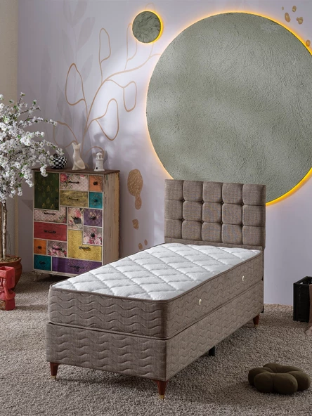 Beehanem 120X200 BENGÜ (BAZA+BAŞLIK+YATAK) 3LÜ SET ürün görseli 1
