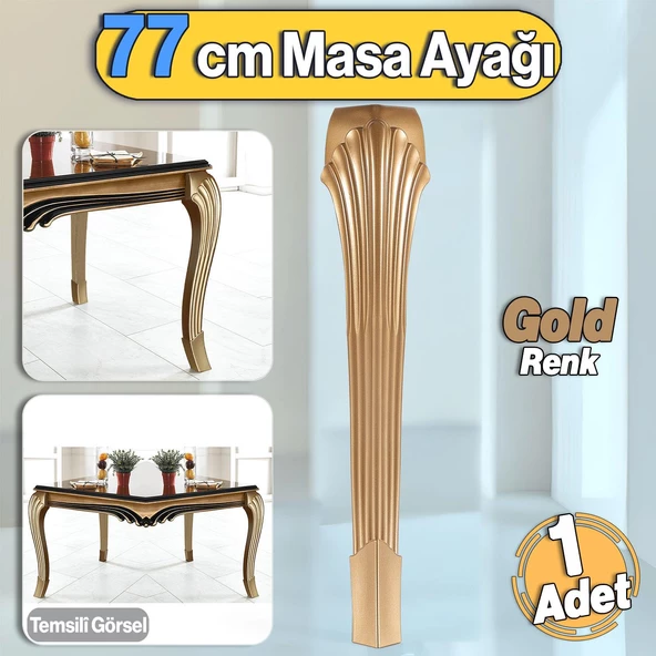 Sütun Masa Dresuar Ayağı 77 cm Plastik Ayak Gold Altın Mutfak Yemek Masası Mobilya Ayakları ürün görseli 1