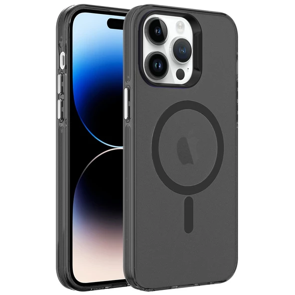 iPhone 14 Pro Kılıf Magsafe Şarj Özellikli Buzlu Transparan C-Pro Sert Kapak kılıf ürün görseli 1