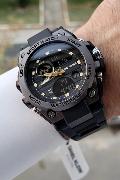 Daniel Klein DKISTE1305 Rakamları Gold Kordonu Siyah Renk Analog Dijital Hediye Paketli Erkek Kol Saati ürün görseli 1