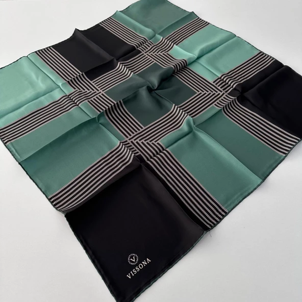 Vissona Twill İpek Eşarp Yeşil IPK4105 ürün görseli 1