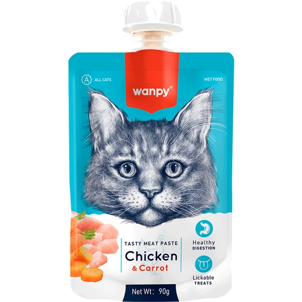 Wanpy Kedi Ödülü Tavuklu Havuçlu Ezme 90 Gr ürün görseli 1