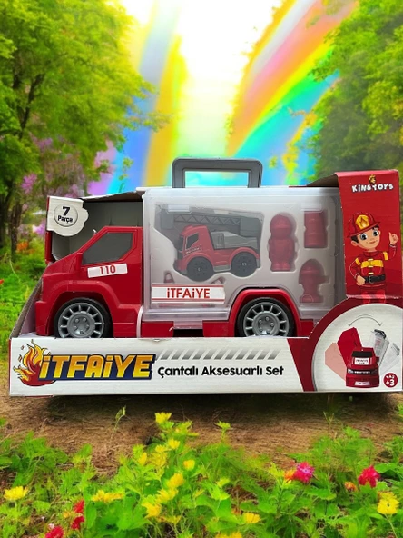 Çantalı İtfaiye Arabası Aksesuarlı Set - Resim 2