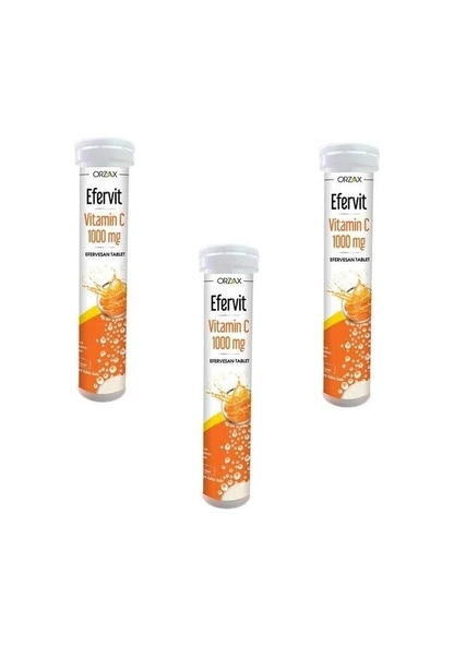Efervit Vitamin C 1000 mg 20 Efervesan Tablet 3'lü ürün görseli 1