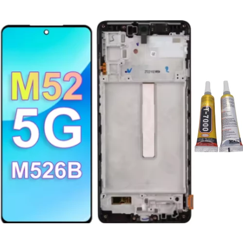 TE Samsung M52 5G M526 Uyumlu Çıtalı OLEDLcd Ekran + B7000 ürün görseli 1