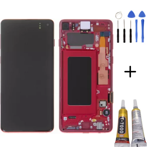 TE Samsung S10 G973F Uyumlu Çıtalı Lcd Ekran Kırmızı + Montaj Kiti ürün görseli 1
