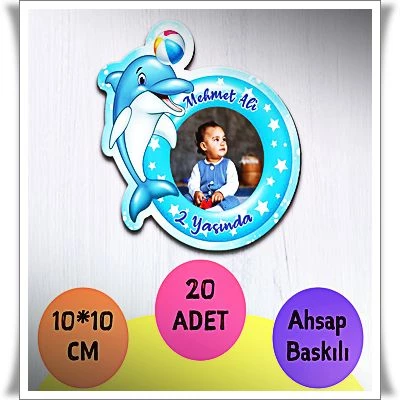 Bebek Çocuk Doğum Günü Resimli Ahşap Magnet 20 Adet a15 ürün görseli 1