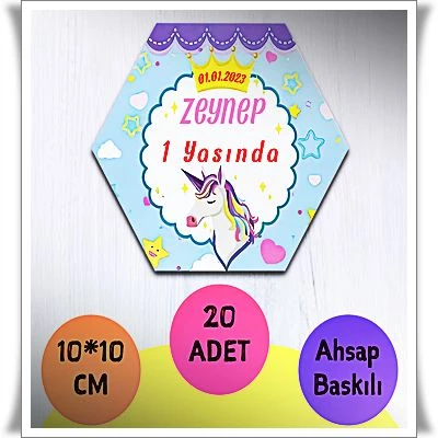 Bebek Çocuk Doğum Günü Resimli Ahşap Magnet 20 Adet a14 ürün görseli 1