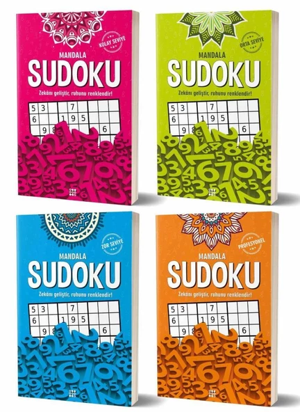 Mandala Sudoku Seti 4 Kitap (Kolay - Orta - Zor - Profesyonel) ürün görseli 1
