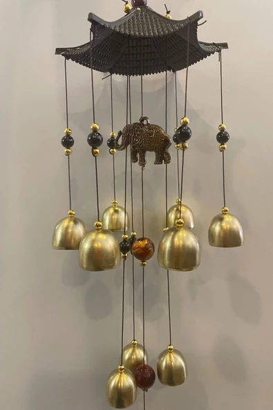 Deprem Zili Çanı Duvar Rüzgar Çanı Zili Feng Shui Ejderha Yılı Metal Borulu Fil Pagoda Objeli ürün görseli 1