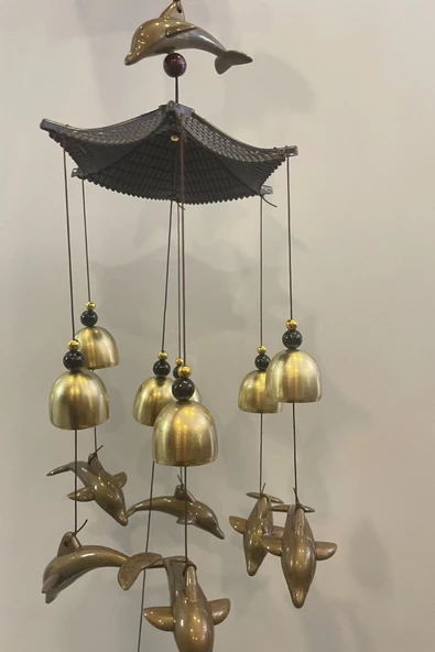Deprem Zili Çanı Duvar Rüzgar Çanı Zili Feng Shui Ejderha Yılı Metal Borulu Yunus Pagoda Objeli ürün görseli 1