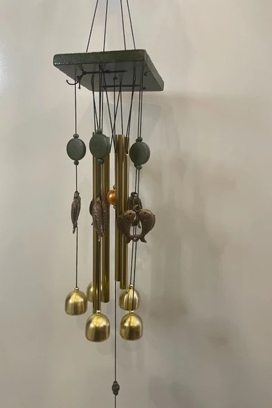 Deprem Zili Çanı Duvar Rüzgar Çanı Zili Feng Shui Ejderha Yılı 5 Çanlı Çift Balık Objeli ürün görseli 1
