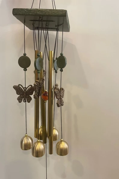 Deprem Zili Çanı Duvar Rüzgar Çanı Zili Feng Shui Ejderha Yılı Metal Borulu Kelebek Objeli ürün görseli 1