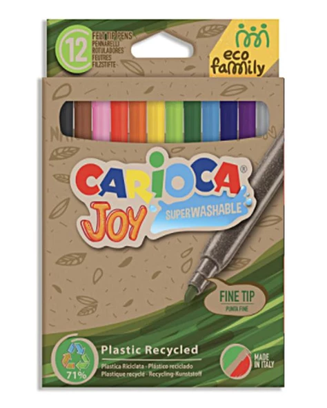 Carioca Eco Famıly Joy Süper Yıkanabilir Keçeli Boya Kalemi 12li ürün görseli 1