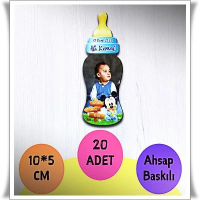 Bebek Çocuk Doğum Günü Resimli Ahşap Magnet 20 Adet a4 ürün görseli 1