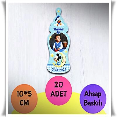 Bebek Çocuk Doğum Günü Resimli Ahşap Magnet 20 Adet a9 ürün görseli 1