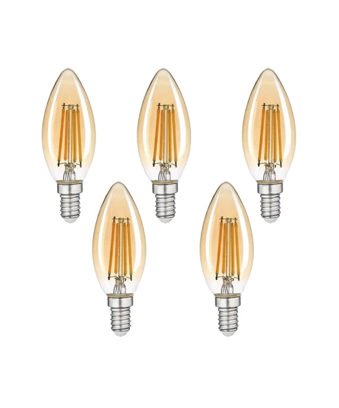 4W Rustik Ampul 2700K (Amber Işık) E14 Duy - 5 ADET ürün görseli 1