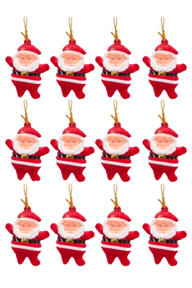 Yılbaşı Çam Ağacı Süsü Noel Baba 12'li - Resim 2