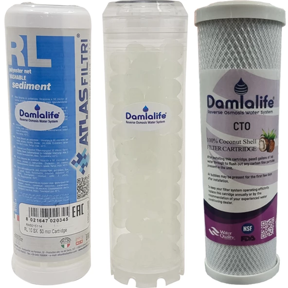 Damlalife Atlas 10''inç Bina Daire Girişi Kuyu Su Arıtma 3Lü Yedek Filtresi ürün görseli 1