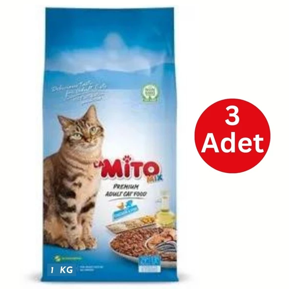 Mito Mix Tavuklu ve Balıklı Kedi Maması 3 Kg - 1 Kg x 3 Adet Taze Kapalı Paket ürün görseli 1