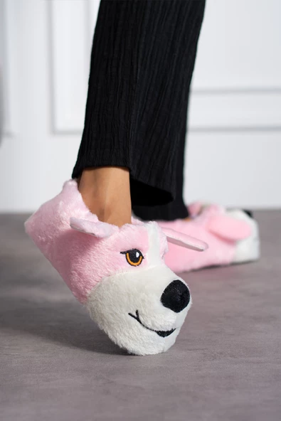 Albishoes Sevimli Köpek Hayvan Figürlü Peluş Yumuşak Taban Ev Botu Kışlık Hayvanlı Ev Panduf (30-40) ürün görseli 1