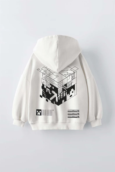 ERKEK ÇOCUK MINECRAFT MODELLİ PAMUK KAPŞONLU SWEAT - Resim 4