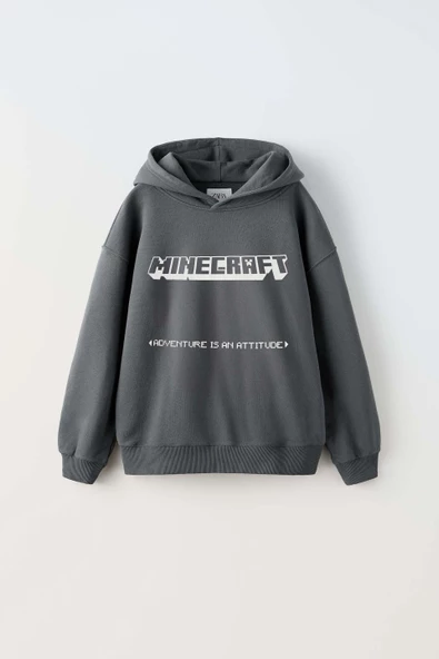 ERKEK ÇOCUK MINECRAFT MODELLİ PAMUK KAPŞONLU SWEAT - Resim 5