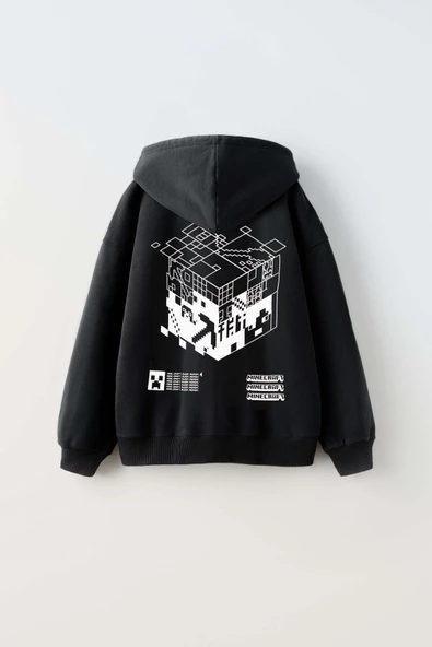 ERKEK ÇOCUK MINECRAFT MODELLİ PAMUK KAPŞONLU SWEAT - Resim 8