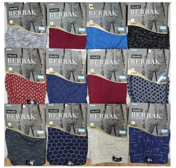 BERRAK 4497 ERKEK MODAL DESENLİ BOXER 10 ADET  ÇOK RENKLİ 3XL ürün görseli 1