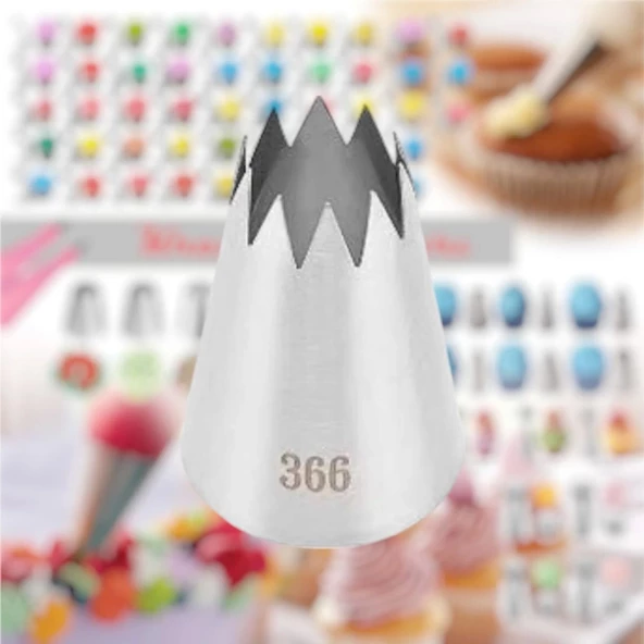 Büyük Boy Açık Yıldız 10 Diş Krema Duyu 35x21x49 Mm | İthal Krema Torbası Hediye (DY-366) ürün görseli 1