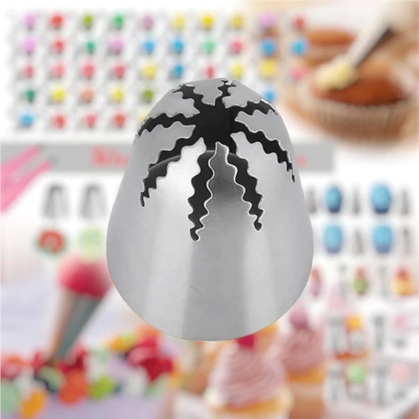 Büyük Boy Kapalı Yıldız 8 Diş Krema Duyu 36x6x48 Mm | İthal Krema Torbası Hediye (DY-904) ürün görseli 1