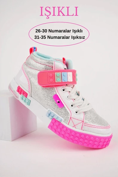 Muggo KUKULİ Garantili Legolu Bağcıklı ve Cırtlı Ortopedik Çocuk Sneaker Spor Ayakkabı ürün görseli 1