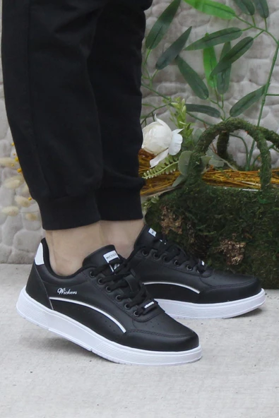Fort Wks 2765 Siyah Beyaz Hafif Rahat Sneaker Kadın Spor Ayakkabı ürün görseli 1