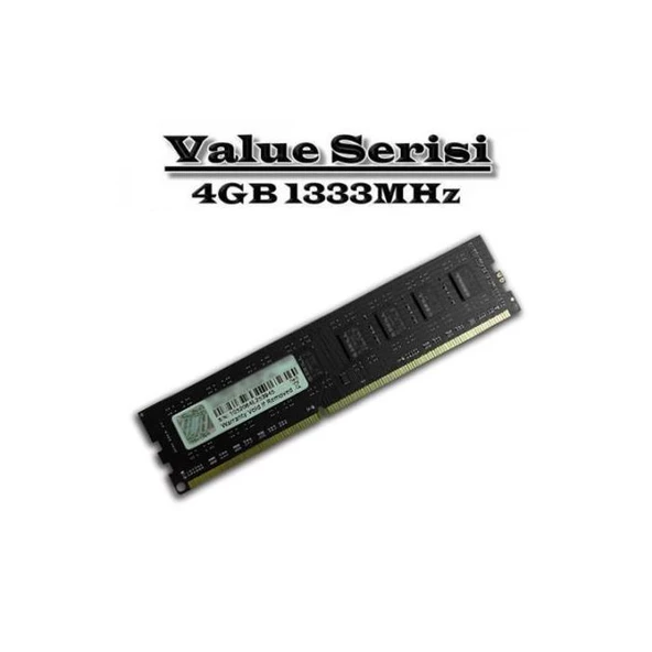 Gskill Value DDR3-1333Mhz CL9 4GB DIMM (512X8) F3-1333C9S-4GNS ürün görseli 1