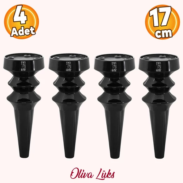 Oliva Siyah 17 Cm Mobilya Kanepe Koltuk Tv Ünitesi Konsol Yükseltme Yükseltici Ayağı Ayakları 4 Adet ürün görseli 1