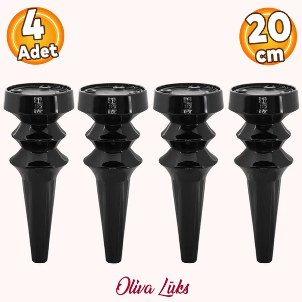 Oliva Siyah 20 cm Mobilya Kanepe Koltuk Tv Ünitesi Konsol Yükseltme Yükseltici Ayağı Ayakları 4 Adet ürün görseli 1