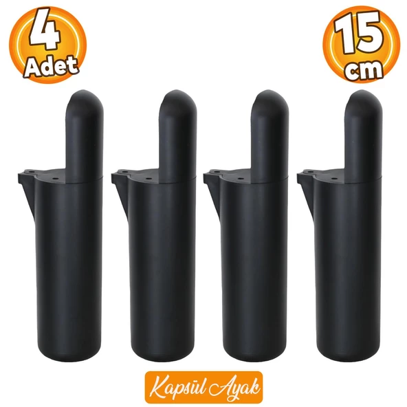 Kapsül Bohem Mobilya Kanepe Tv Ünitesi Koltuk Konsol Yükseltici Ayağı Ayakları Siyah 15 cm 4 Adet ürün görseli 1