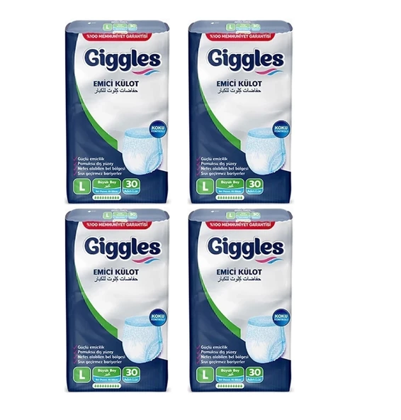 giggles Yetişkin Emici Külot Large 30'lu 4 Paket (120 ADET) ürün görseli 1