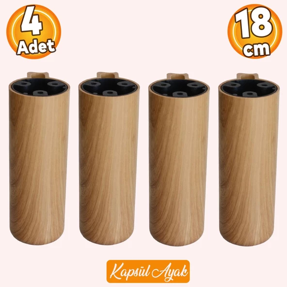 Kapsül Bohem Açık Ceviz 18 cm Mobilya Kanepe Koltuk Baza Yükseltici Yükseltme Ayağı Ayakları 4 Adet ürün görseli 1
