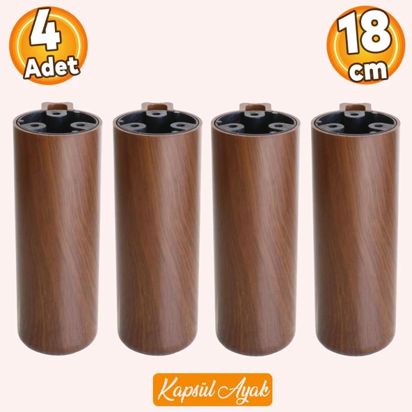 Kapsül Bohem Koyu Ceviz 18 cm Mobilya Kanepe Koltuk Baza Yükseltici Yükseltme Ayağı Ayakları 4 Adet ürün görseli 1