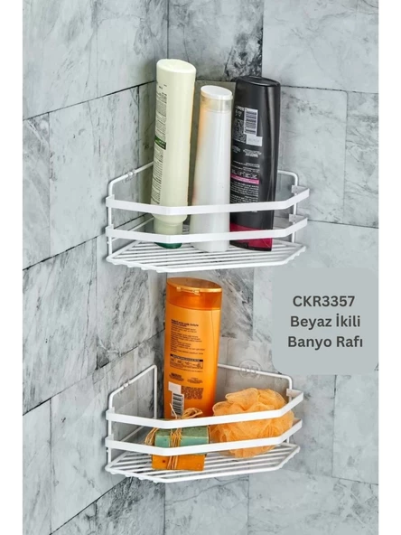 Cooker CKR3357 Beyaz Banyo Rafı 2'li ürün görseli 1