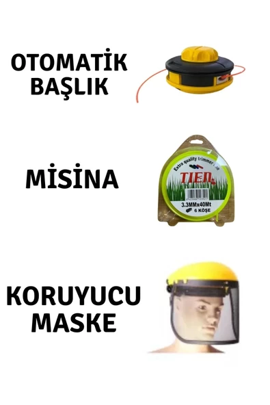 Motorlu Tırpan Seti Koruyucu Maske-Otomatik Başlık-Misina ürün görseli 1