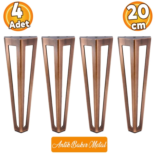 Ovit Metal Antik Bakır 20 cm Mobilya Koltuk Kanepe Konsol Tv Ünitesi Yükseltici Ayağı Ayakları 4 Adet ürün görseli 1
