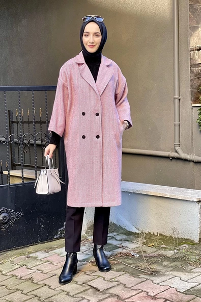 Kaşe Ceket Somon - Resim 5