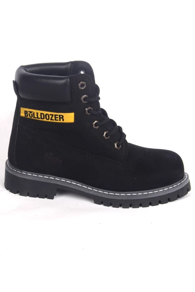 Bulldozer 240602 Ortepedik Taban Yandan Desenli Bağcıklı Siyah Nubuk Unisex Kışlık Bot Ayakkabı ürün görseli 1