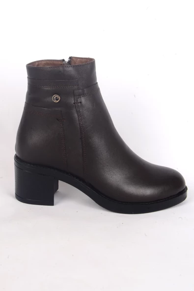 Pierre Cardin 54063 Yandan Fermuarlı Yüksek Topuklu Yarım Bilek Kadın Kahverengi Kışlık Bot ürün görseli 1