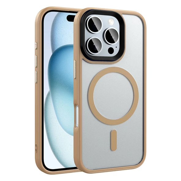 iPhone 16 Pro Kılıf Mat Arka Yüzey Wireless Şarj Özellikli Flet Magsafe Kapak ürün görseli 1