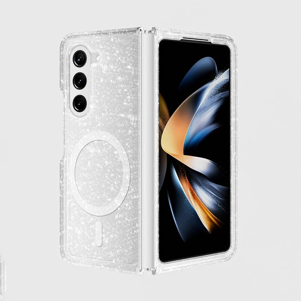 Samsung Galaxy Z Fold 6 Kılıf Magsafe Şarj Özellikli Parlayan Simli Saydam Renkli Allstar Kapak ürün görseli 1