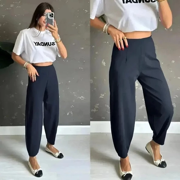 Kadın Krep Kumaş Balon Pantolon ürün görseli 1